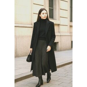 Ann W Vintage Black Animal Print Knit Maxi Skirt Size L Quiet Luxury